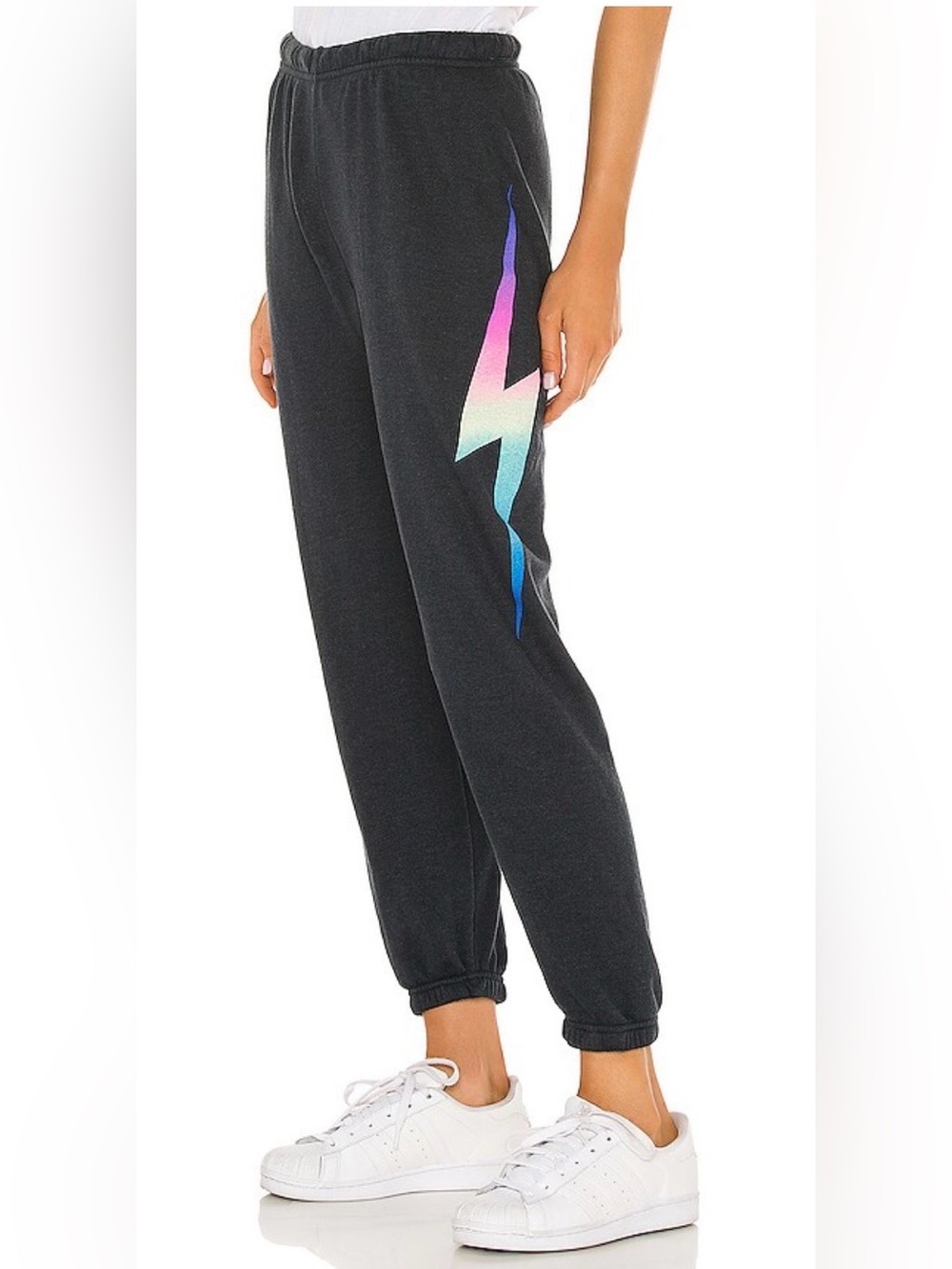 Aviator Nation Pastel Gradient Lightning Bolt Sweatpants Rainbow Pink Size S